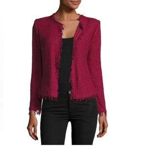 IRO Raspberry Fringe-Trim Tweed Jacket